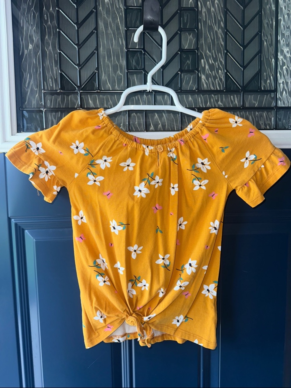 Carter's Mustard Yellow Floral Button-Neck Top